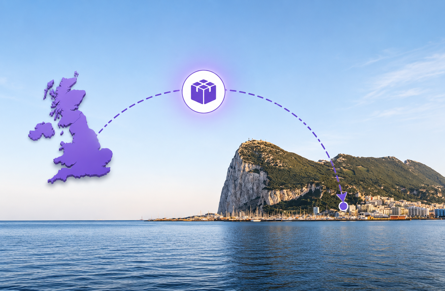 A clear illustrated journey from the United Kingdom to Gibraltar